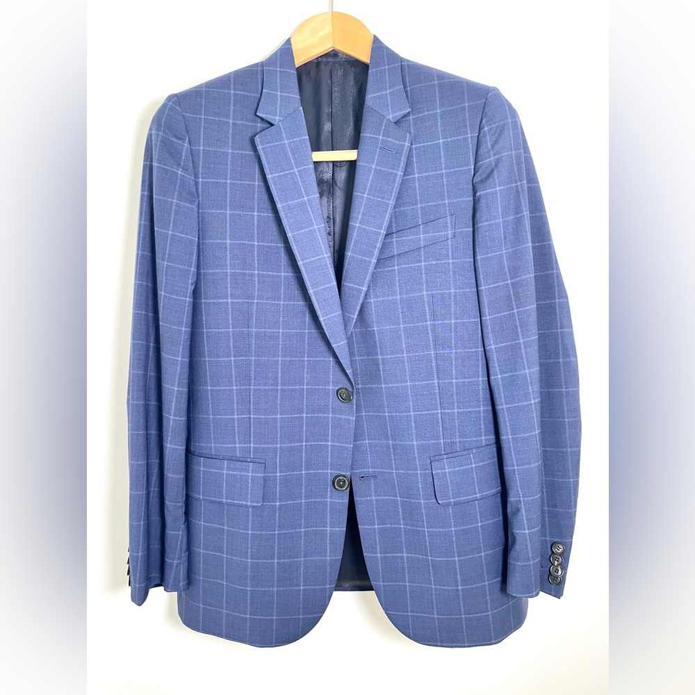 Paul Smith blue windowpane wool suit 38R soho fit